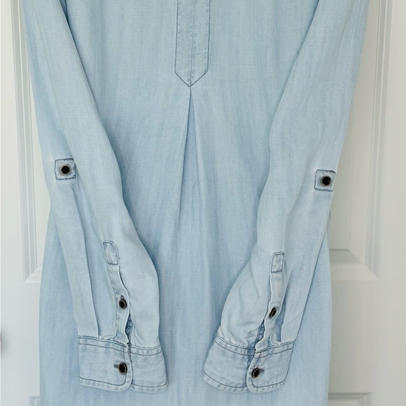 Prana Doryan Vintage Blue Chambray Shirt Dress Roll-Tab Sleeve Size Small $89 - Picture 6 of 13